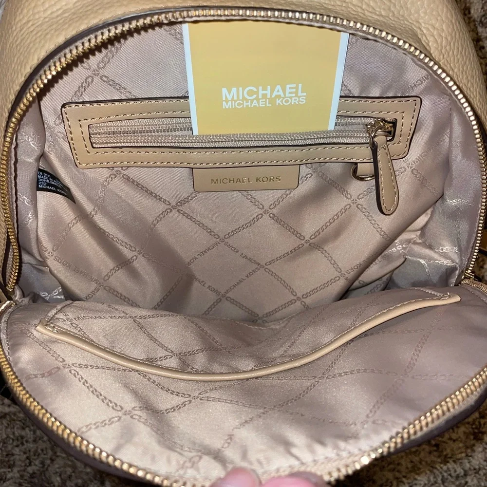 Michael Kors Brooklyn Signature Logo Semi Lux Medium Tan Backpack
